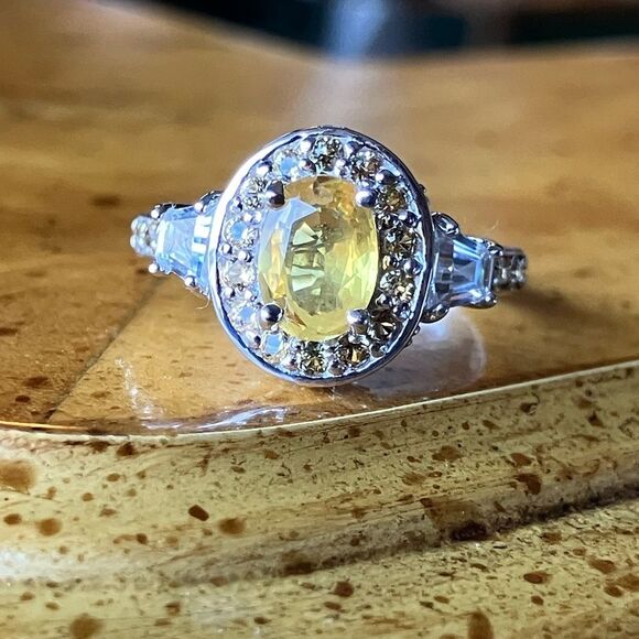 Natural Yellow Sapphire Sterling Silver Ring Size 5 - Picture 9 of 9